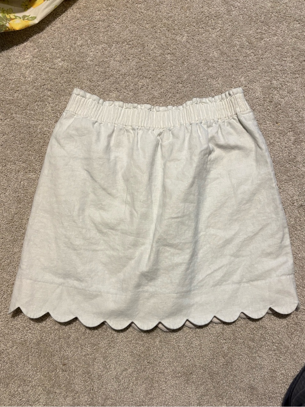 J.Crew White Linen Scalloped Hem Mini Skirt Size 10